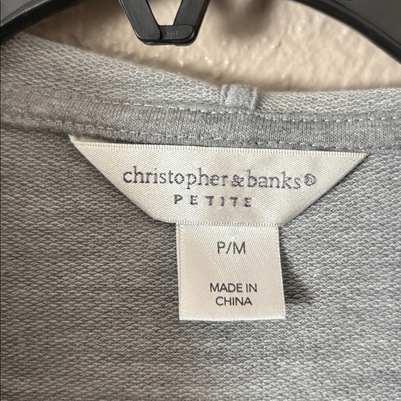 Christopher & Banks Cardigan Sweater Hooded Open Front Cinched Tie Petite Medium - Picture 2 of 4